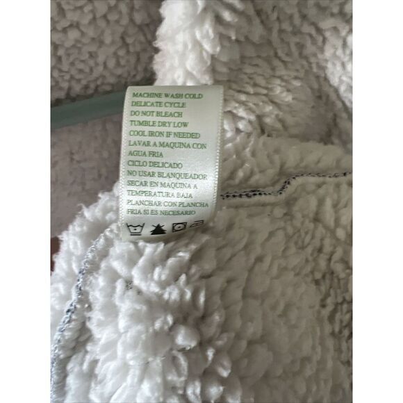 Green Tea Women’s Denim Blue Heather Sherpa Wrap Cardigan Jacket Soft Size XL - Picture 5 of 5